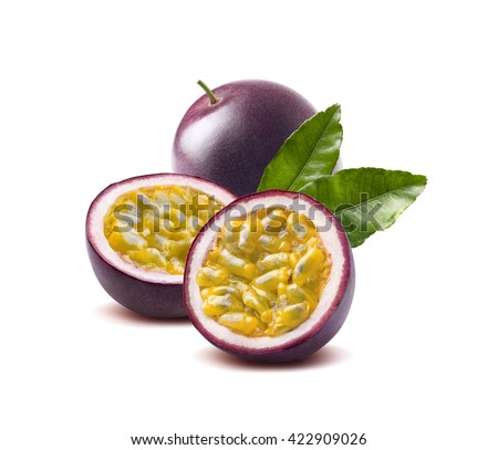 Passion fruit leaves passionfruit maraquia isolated on white background as package design element