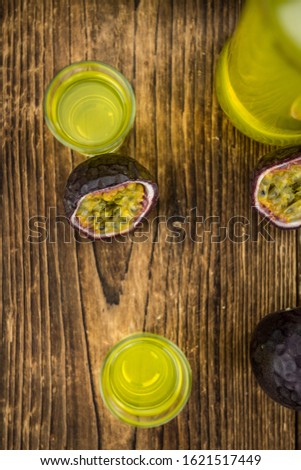 Passion Fruit Liqueur as detailed close-up shot, selective focus