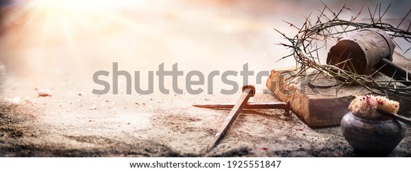 Passion Jesus Christ Hammer Bloody Nails Stock Photo (Edit Now) 1925551847