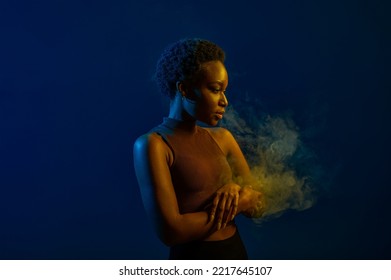 Passion Woman Blowing Smoke Curls