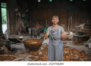 A passionate chef showcases his culinary skills in a charming, warm rustic kitchen - Powered by Shutterstock