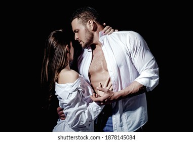Passionate couple, romantic lovers concept. Sexy elegant people in tender passion