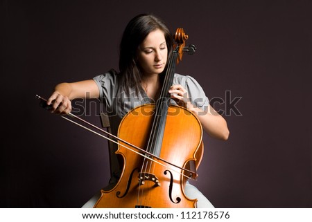 Image, Stock Photo cello Playing Music