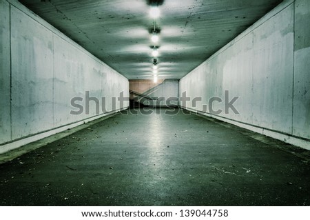 Passionate tunnel with the nobody.Selective focus in the middle of tunnel