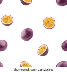 Passionfruit Isolated On White Background, SEAMLESS, PATTERN