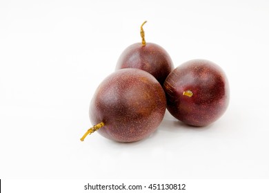 Passionfruit, Purple Granadilla (Passiflora Edulis)) Isolated On White Background