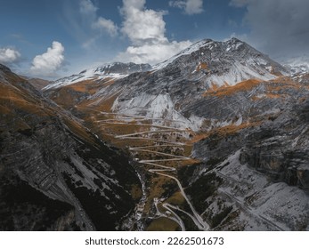 passo dello stelvio mountain pass in italy dolomites switzerland alps alpine roads aerial panorama