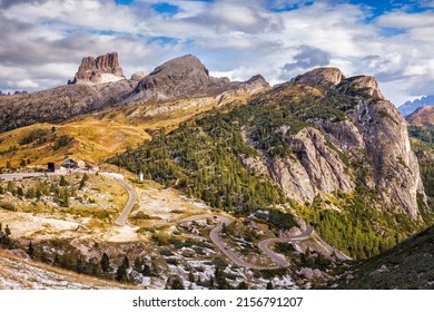 Passo Falzarego is a mountain pass in the Italian Dolomite Mountains