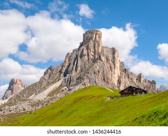 Passo Giau with Mount Gusela on the background, Dolomites, or Dolomiti Mountains, Italy.