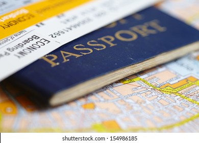Passport on map - Shutterstock ID 154986185