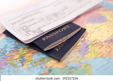 Passport on map - Shutterstock ID 192317234