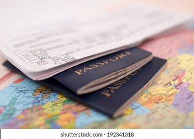 Passport on map - Shutterstock ID 192341318