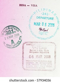 A passport page with stamp