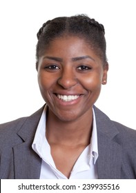 Passport picture of a laughing african businesswoman