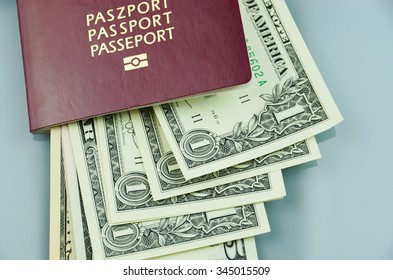 Passport With Us Dollars Banknotes Inside
