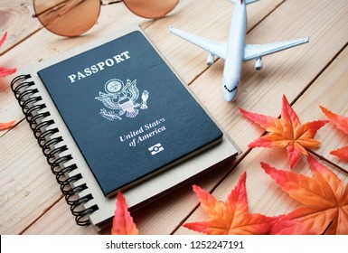 Passports Have Glasses And Airplane Models,US Passport,Holiday Travel