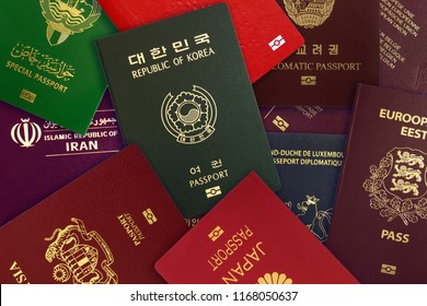 Сollage Of Passports From Many Countries Of The World