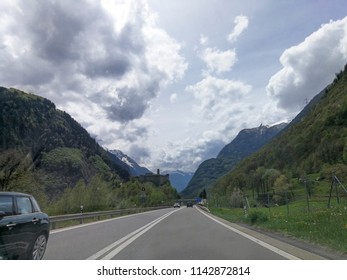 Passroad At The Alps On The Italian Side Of The Saint Bernard Pass