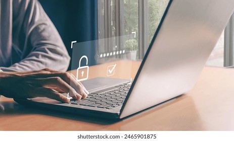 Password to enter the security system User cyber security concept
