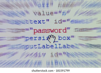 password field in a html form  on lcd background