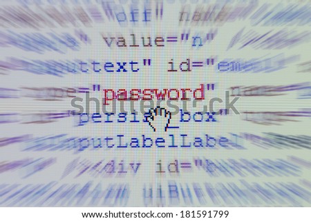 password field in a html form  on lcd background