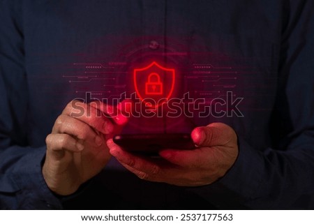 Password lock cybersecurity system, internet protect hacker attack. Cyber security protection technology concept. Privacy secure online network. Data fraud crime solution, digital information shield