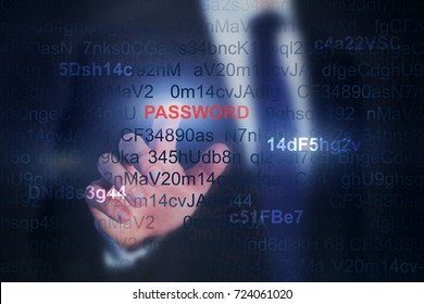 Password On Internet, Touch Screen, Online Cyber Security Concept