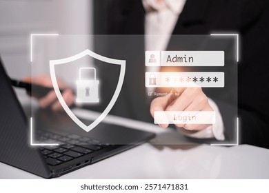 Password privacy security cybersecurity technology login protection concept datum computer connection business cyberspace encryption identity safety digital laptop lock online access firewall network