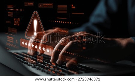 Password security breach warning with red asterisk box, cybersecurity alert, lock icons, and critical vulnerability signals in digital system access Marrow