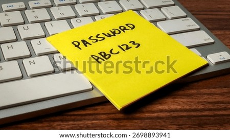 Password Security Risk: Weak Credentials on Sticky Note Lying on Keyboard