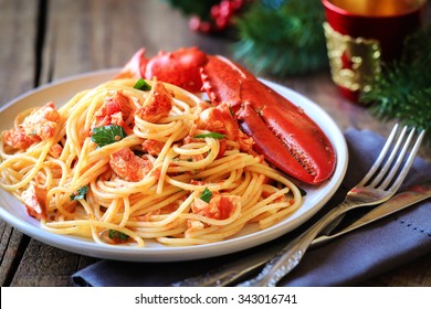 Pasta All'astice Or Lobster Spaghetti For Christmas