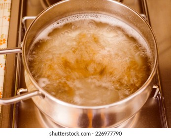 Pasta In Boiling Water In A Pan