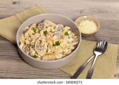 Pasta With Chicken And Cream Mushroom Sauce