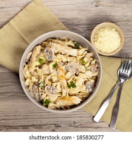 Pasta With Chicken And Cream Mushroom Sauce