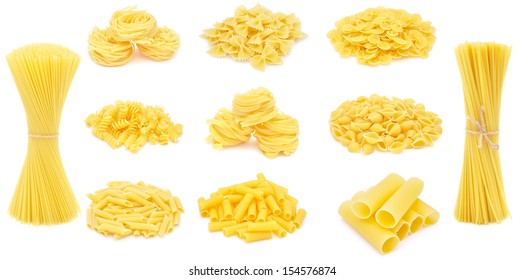 Pasta, different varieties, collection - isolated on white - Shutterstock ID 154576874