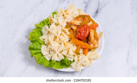 Pasta Farfalle With Chicken Goulash