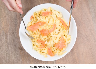 Pasta Fettucine With Salmon