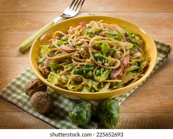 Pasta With Ham Brussels Sprout And Nuts