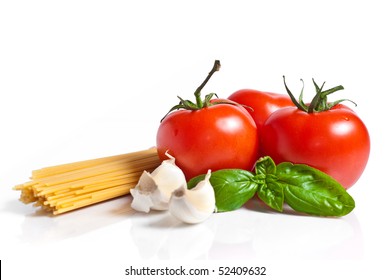 Pasta Ingredients Isolated On White Background