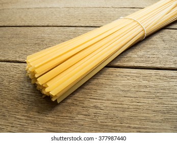 Pasta Linguine On The Wooden Table