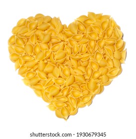 Pasta Macaroni Heart Isolated On White Background