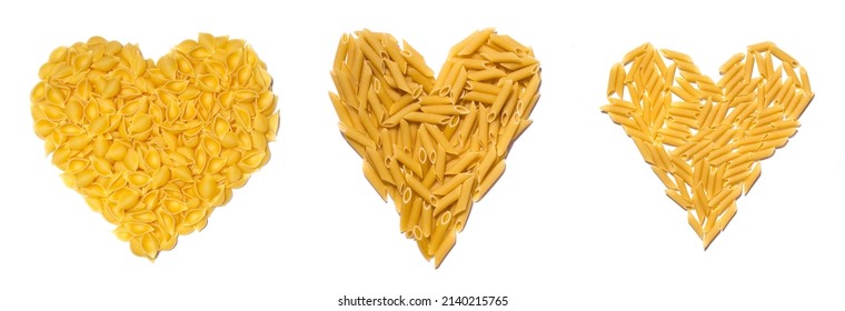 Pasta Macaroni Heart Isolated On White Background