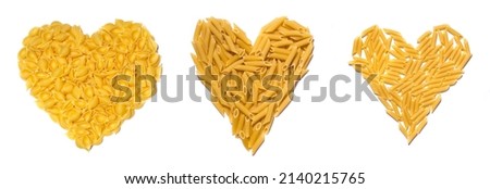 Pasta macaroni heart isolated on white background