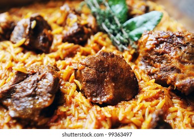 pasta with meat close up 