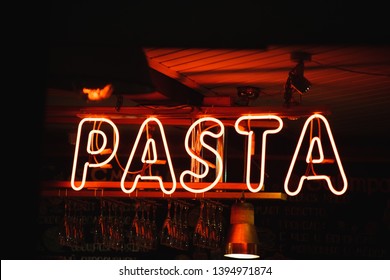  "pasta" neon sign inside the restaurant - Powered by Shutterstock