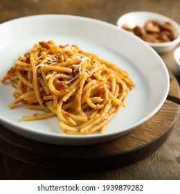 Pasta With Red Pesto And Almond