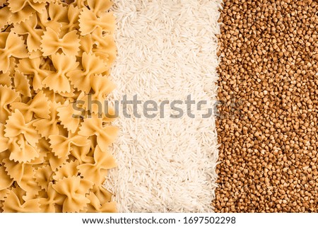 Pasta rice and buckwheat textures