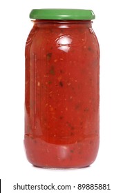 Pasta Sauce In A Jar On White Background