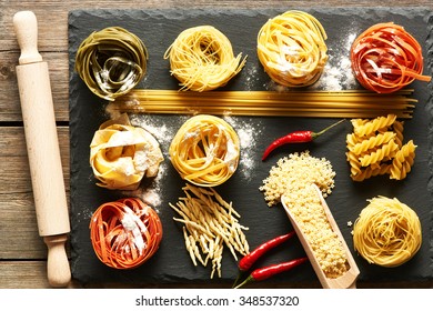Pasta set over slate background - Powered by Shutterstock