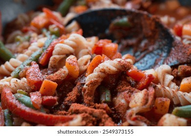 Pasta spiral vegetable meal tomato sous - Powered by Shutterstock